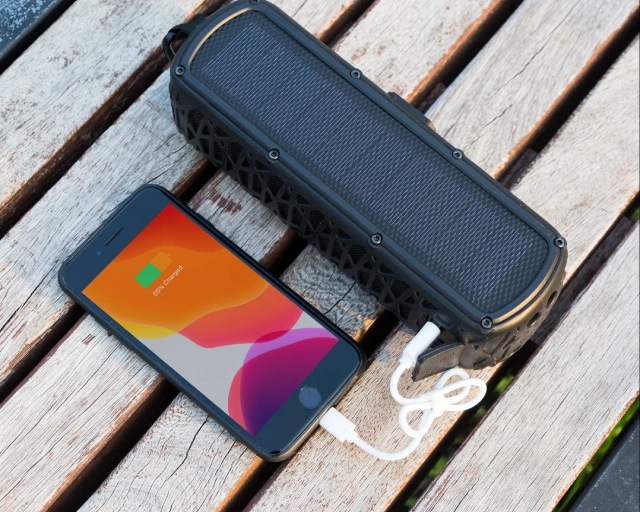 Charging your phone on the solar bluetooth speaker