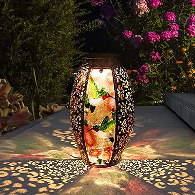 Solar Powered LED Hummingbird Glass Lights