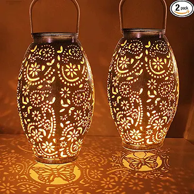 2 Pack Hanging Solar Lanterns Outdoor Lanterns