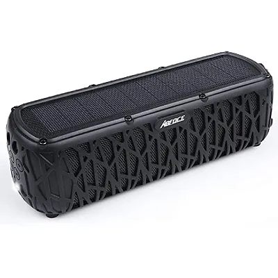 ABFOCE Solar Bluetooth Speaker Portable Outdoor Bluetooth IPX6 Waterproof Speaker with 5000mAh Power Bank,60 Hours Play Time Dual Speaker with Mic, Stereo Sound with Bass Home Wireless Speaker-Black
