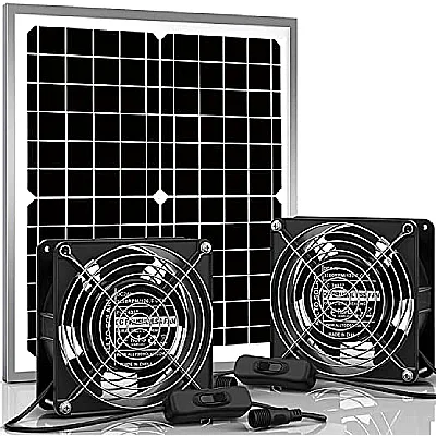 Allto Solar Waterproof Solar Powered Fan Kit Pro, 15W Solar Panel + 2 Pcs High Speed DC Brushless Fan, for Chicken Coop, Greenhouse,Dog House, Shed, Car Window Exhaust, DIY Cooling Ventilation Project