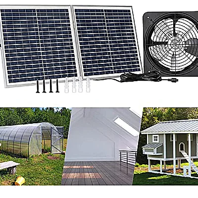 CO-WORTHY 25W Solar Powered Attic Ventilator Gable Roof Vent Fan with 30W Foldable Solar Panel - Solar Fans for Home Attic, Greenhouse, RV or Outdoor, Ready-to-Use Solar Vent Fan, Solar Roof Vent