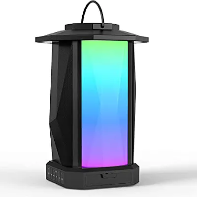 Ortizan Outdoor Bluetooth Speakers, 50W Loud Wireless Waterproof Lantern Speaker, Deep Bass/Hi-Fi/RGB Lights/IPX5/40H Play/EQ/DSP/Power Bank/USB/TF/AUX, Up to 100 Speakers Synch for Party Patio Garden

