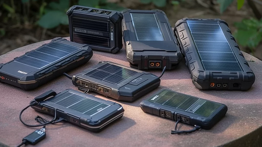 Different Solar Power Banks lying on a table