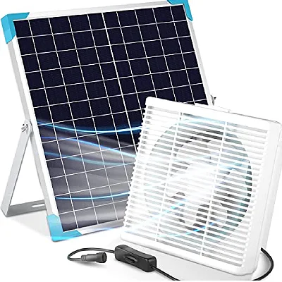Voltset Solar Powered Fan, 20W Solar Panel IP65 Waterproof with Solar Exhaust Fan for Greenhouse, Shed, Chicken Coop, Pet Houses, Outside