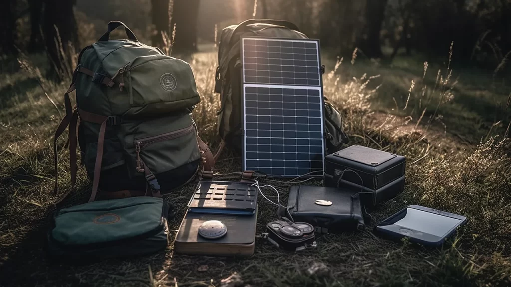 Different solar devices in the woods