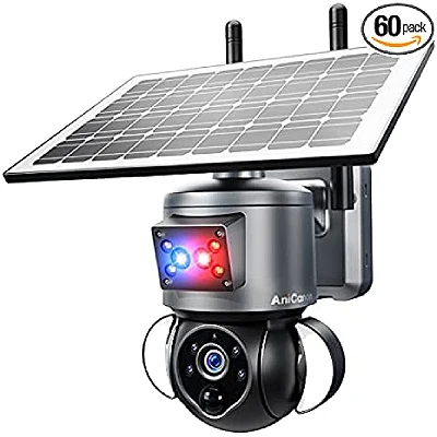 anicanon Solar Security Cameras Wireless Outdoor,Remote 2K WiFi 360° View Wireless Solar Powered Cameras for Home,PIR Motion Sensor Flood Light with Siren,Color Night Vision